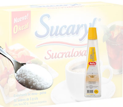 Edulcorante sucralosa líquida y granulada
